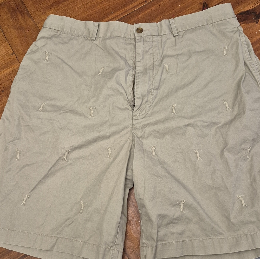 Men's Tan Embroidered Shorts